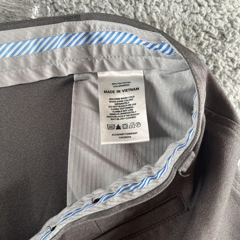FJ FootJoy Golf Pants Chino Flat Front Straight Leg Size 36/32 Stretch Gray Mens - Picture 7 of 7
